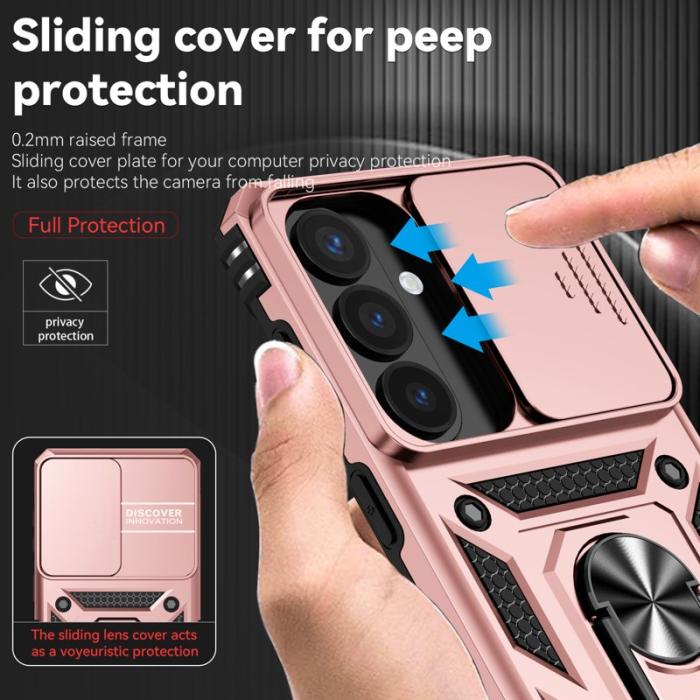 OEM - Samsung Galaxy S26 Skal Plast med Linsskydd Ställ - Roséguld