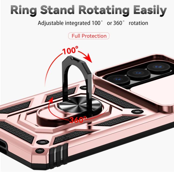 OEM - Samsung Galaxy S26 Skal Plast med Linsskydd Ställ - Roséguld