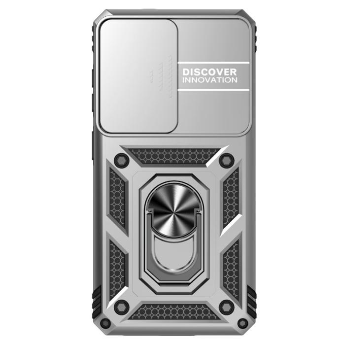 OEM - Samsung Galaxy S26 Skal Plast med Linsskydd Ställ - Silver