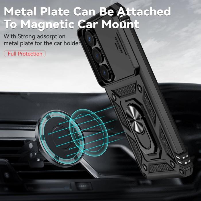 OEM - Samsung Galaxy S26 Skal Plast med Linsskydd Ställ - Svart