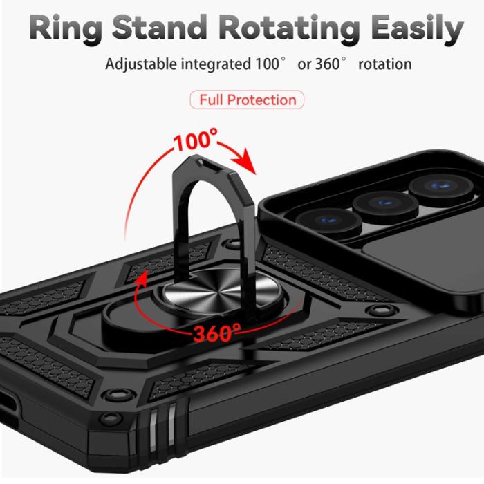 OEM - Samsung Galaxy S26 Skal Plast med Linsskydd Ställ - Svart