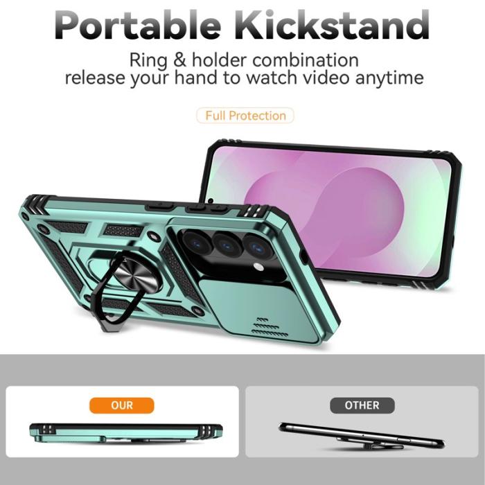 OEM - Samsung Galaxy S26 Skal Plast med Linsskydd Ställ - Svartgrön