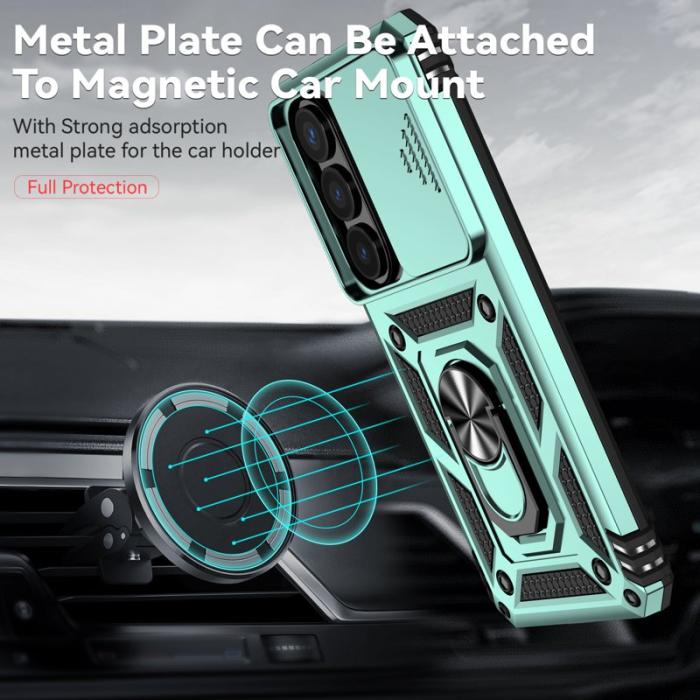 OEM - Samsung Galaxy S26 Skal Plast med Linsskydd Ställ - Svartgrön