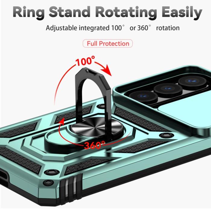 OEM - Samsung Galaxy S26 Skal Plast med Linsskydd Ställ - Svartgrön