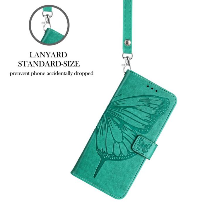 OEM - Samsung Galaxy S26 Ultra Fodral Äkta Läder Fjärilsimprint - Grön