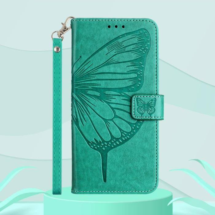 OEM - Samsung Galaxy S26 Ultra Fodral Äkta Läder Fjärilsimprint - Grön