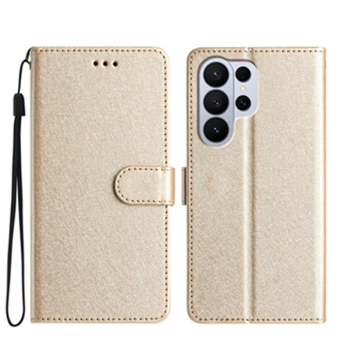 OEM - Samsung Galaxy S26 Ultra Fodral Äkta Läder Folio Magnetlås - Guld