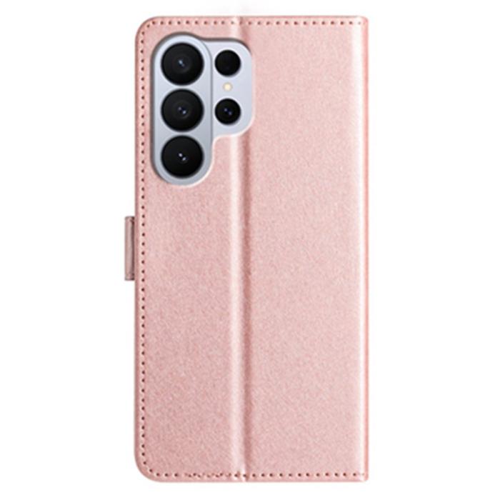 OEM - Samsung Galaxy S26 Ultra Fodral Äkta Läder Folio Magnetlås - Roséguld