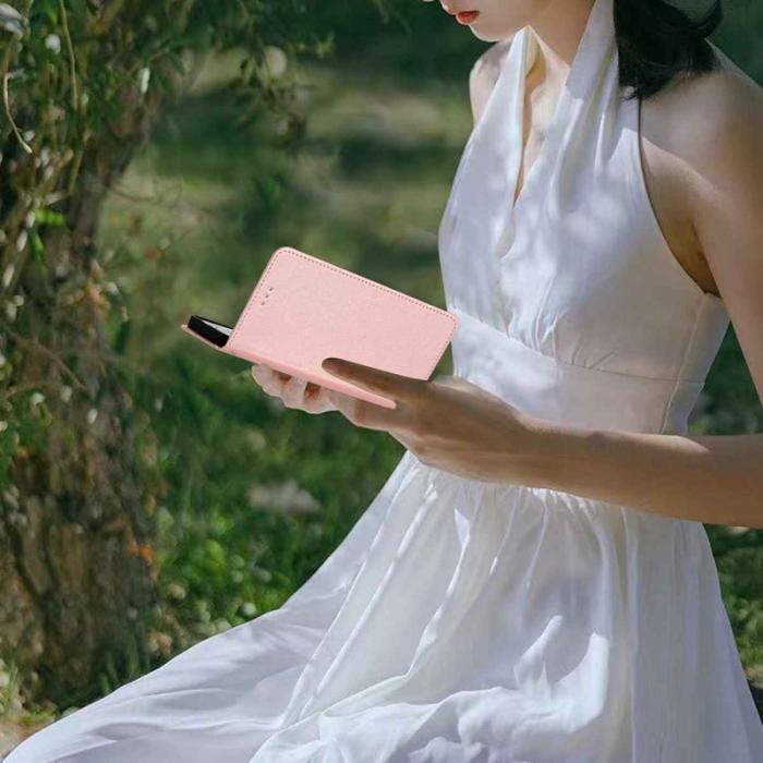 OEM - Samsung Galaxy S26 Ultra Fodral Äkta Läder Folio Magnetlås - Roséguld