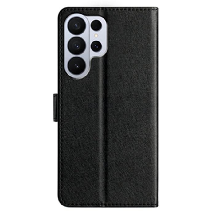 OEM - Samsung Galaxy S26 Ultra Fodral Äkta Läder Folio Magnetlås - Svart