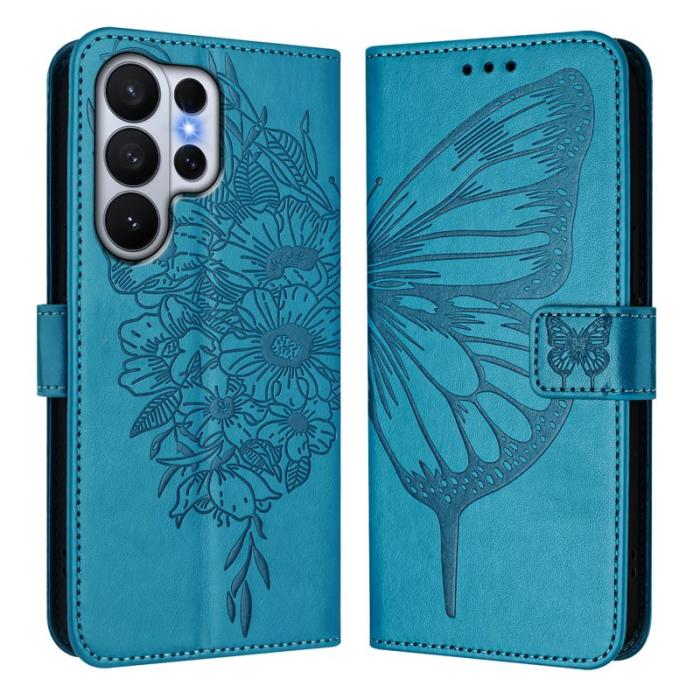 OEM - Samsung Galaxy S26 Ultra Fodral Äkta Läder Med Handledsrem - Blå