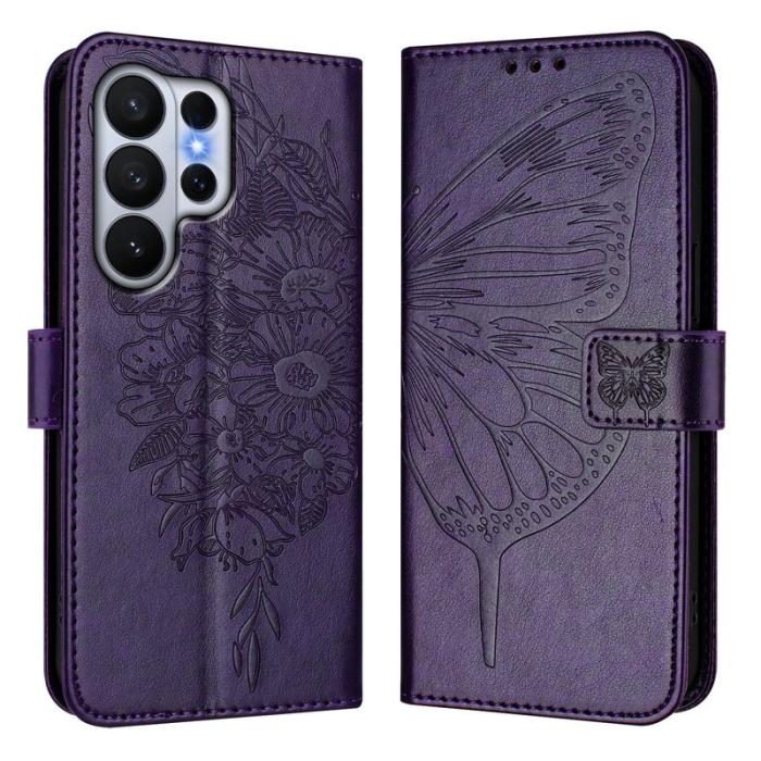 OEM - Samsung Galaxy S26 Ultra Fodral Äkta Läder Med Handledsrem - Mörklila