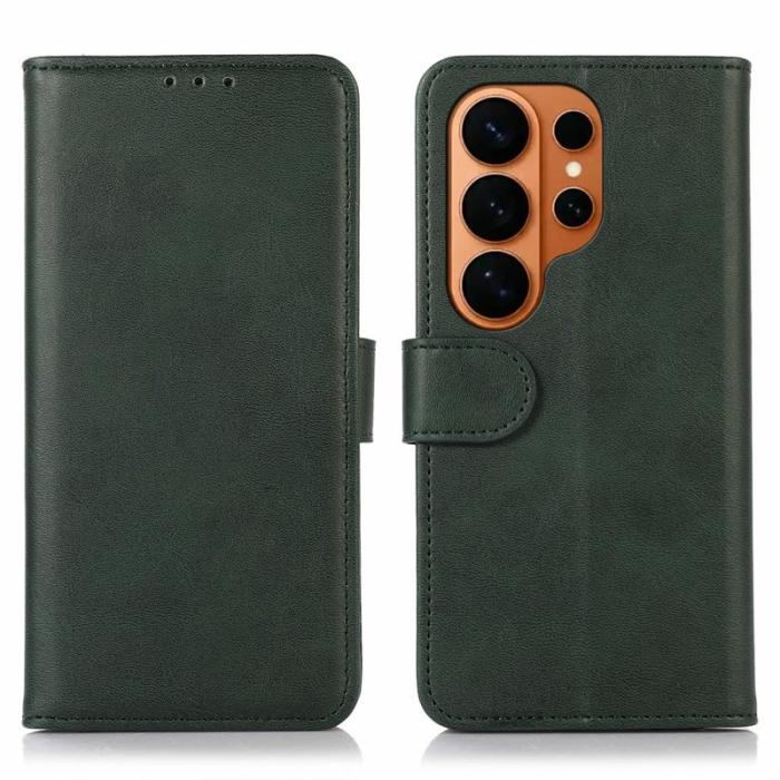OEM - Samsung Galaxy S26 Ultra Fodral Äkta Läder Med Ställ - Grön