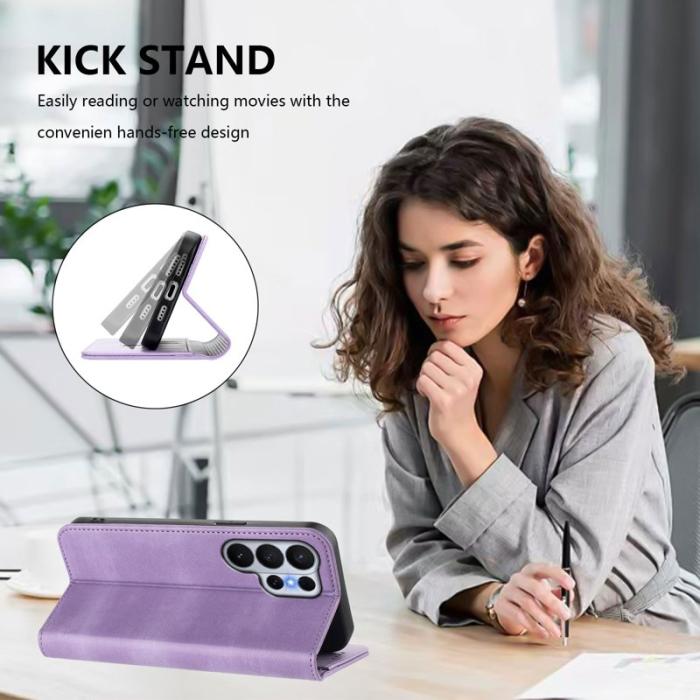 OEM - Samsung Galaxy S26 Ultra Fodral Äkta Läder RFID Skydd - Ljuslila