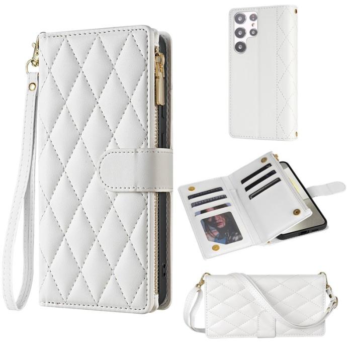 OEM - Samsung Galaxy S26 Ultra Fodral Äkta Läder Rhombus - Vit