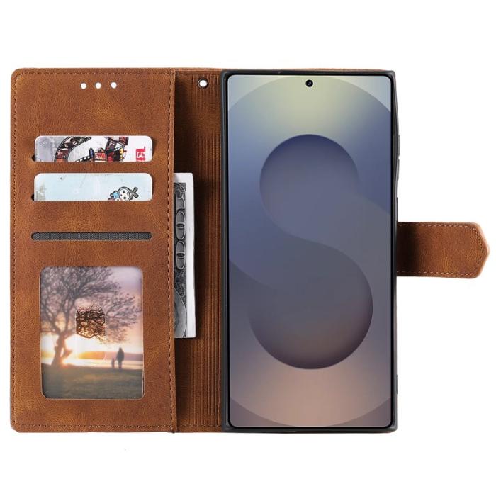 OEM - Samsung Galaxy S26 Ultra Fodral Äkta Läder Splicing - Brun