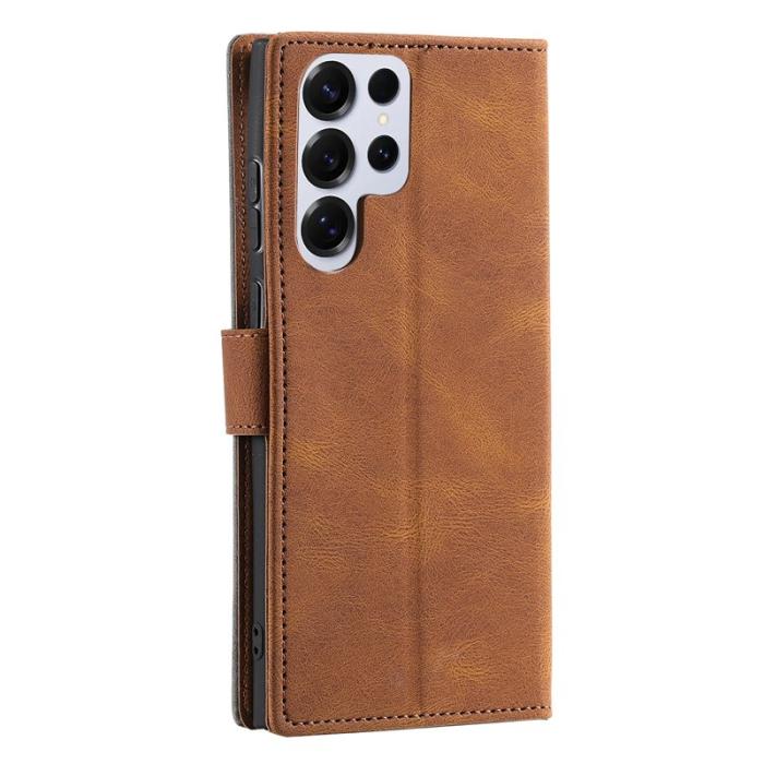 OEM - Samsung Galaxy S26 Ultra Fodral Äkta Läder Splicing - Brun
