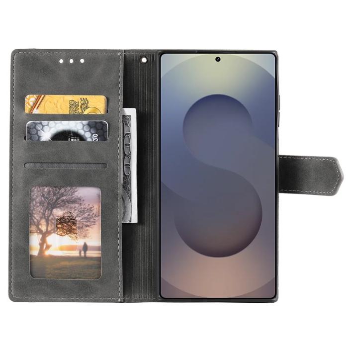 OEM - Samsung Galaxy S26 Ultra Fodral Äkta Läder Splicing - Grå