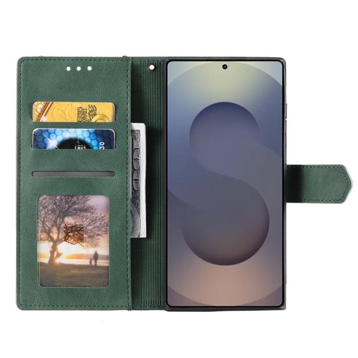 OEM - Samsung Galaxy S26 Ultra Fodral Äkta Läder Splicing - Grön