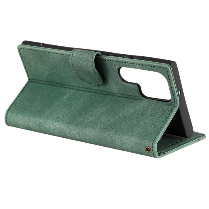 OEM - Samsung Galaxy S26 Ultra Fodral Äkta Läder Splicing - Grön