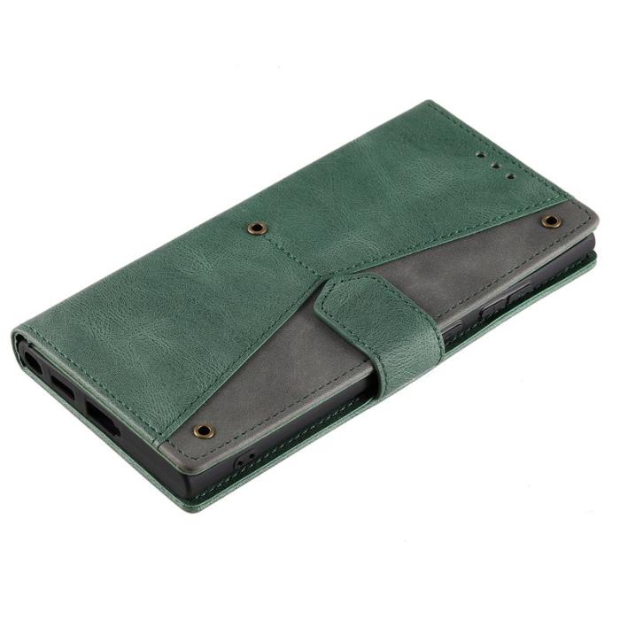 OEM - Samsung Galaxy S26 Ultra Fodral Äkta Läder Splicing - Grön