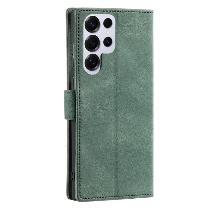 OEM - Samsung Galaxy S26 Ultra Fodral Äkta Läder Splicing - Grön