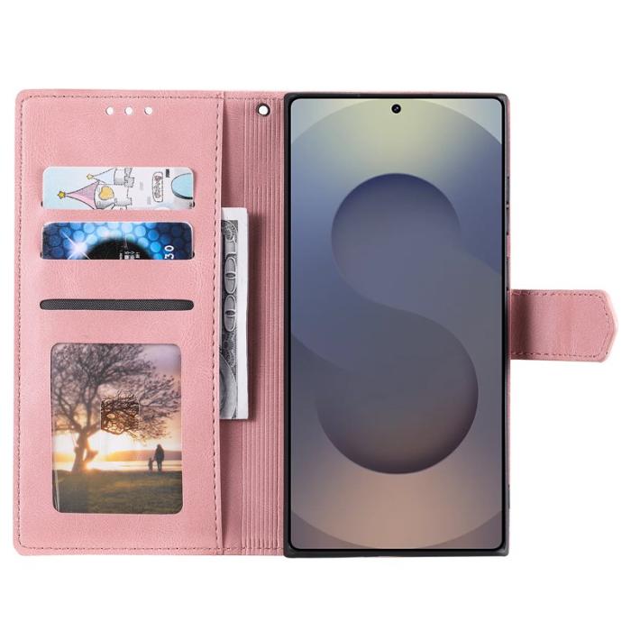 OEM - Samsung Galaxy S26 Ultra Fodral Äkta Läder Splicing - Roséguld