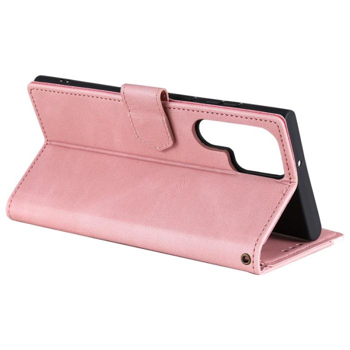 OEM - Samsung Galaxy S26 Ultra Fodral Äkta Läder Splicing - Roséguld