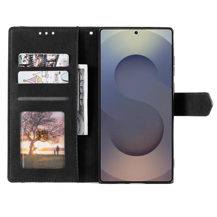 OEM - Samsung Galaxy S26 Ultra Fodral Äkta Läder Splicing - Svart