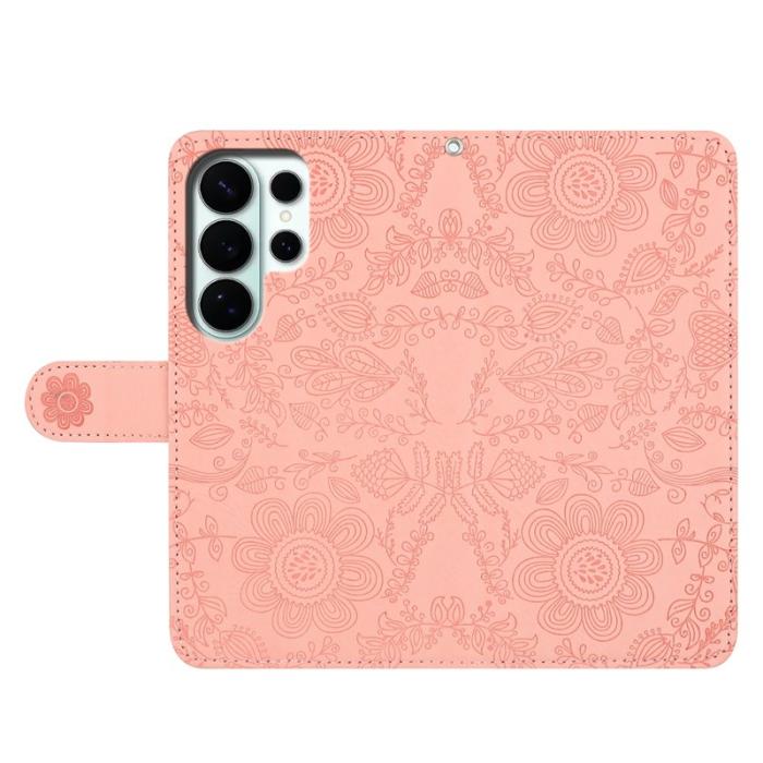 OEM - Samsung Galaxy S26 Ultra Plånboksfodral Blommönster Konstläder - Rosa