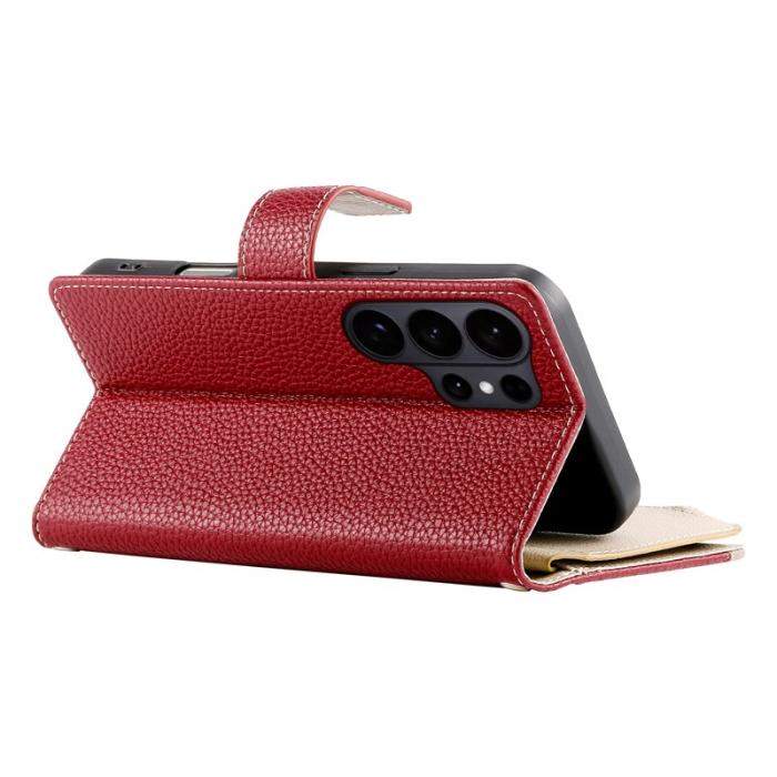 OEM - Samsung Galaxy S26 Ultra Fodral Dragkedja Konstläder Flip - Röd