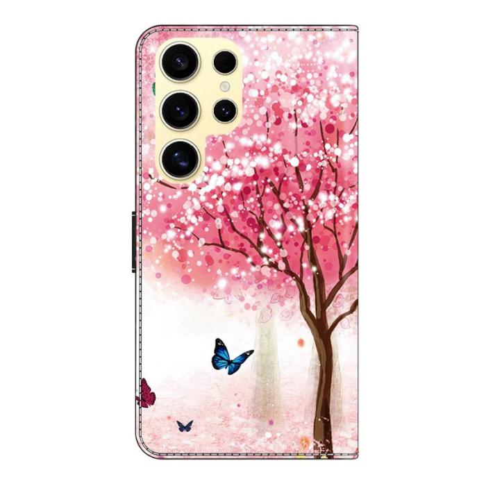 OEM - Samsung Galaxy S26 Ultra Fodral Fällbart Ställ PU Läder - Körsbärsblomma Fjäril