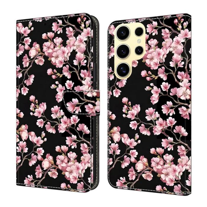 OEM - Samsung Galaxy S26 Ultra Fodral Flip PU Läder Mönster - Persika Blomma