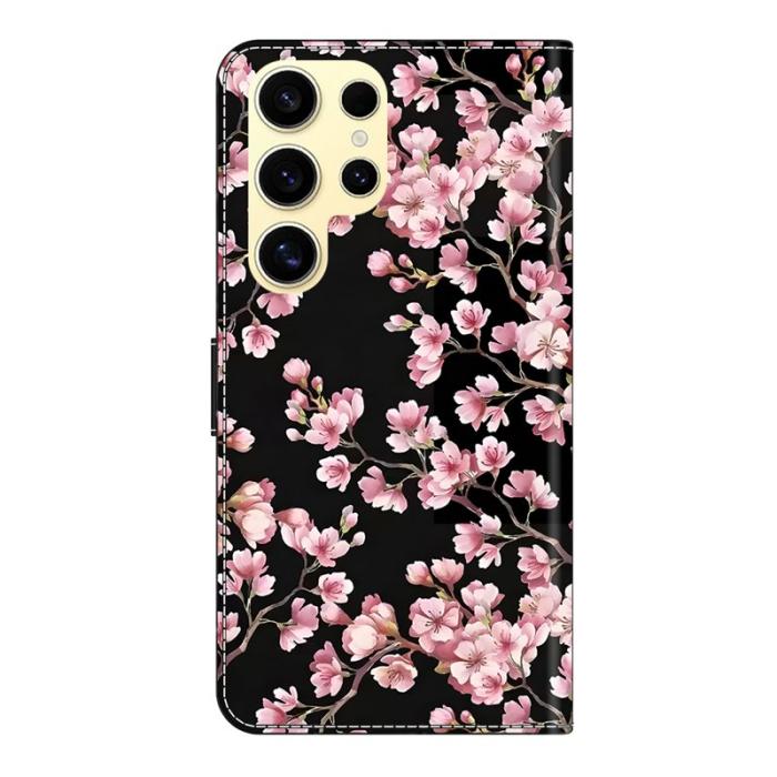 OEM - Samsung Galaxy S26 Ultra Fodral Flip PU Läder Mönster - Persika Blomma