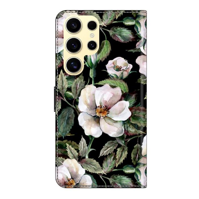 OEM - Samsung Galaxy S26 Ultra Fodral Flip PU Läder Mönstertryck - Stor Blomma