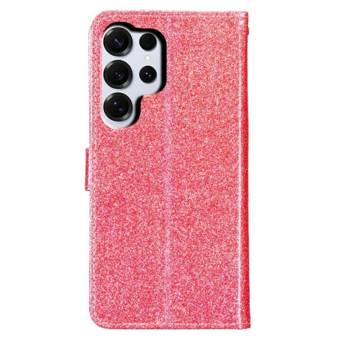 OEM - Samsung Galaxy S26 Ultra Fodral Glitter Anti-Scratch Äkta Läder - Rosa