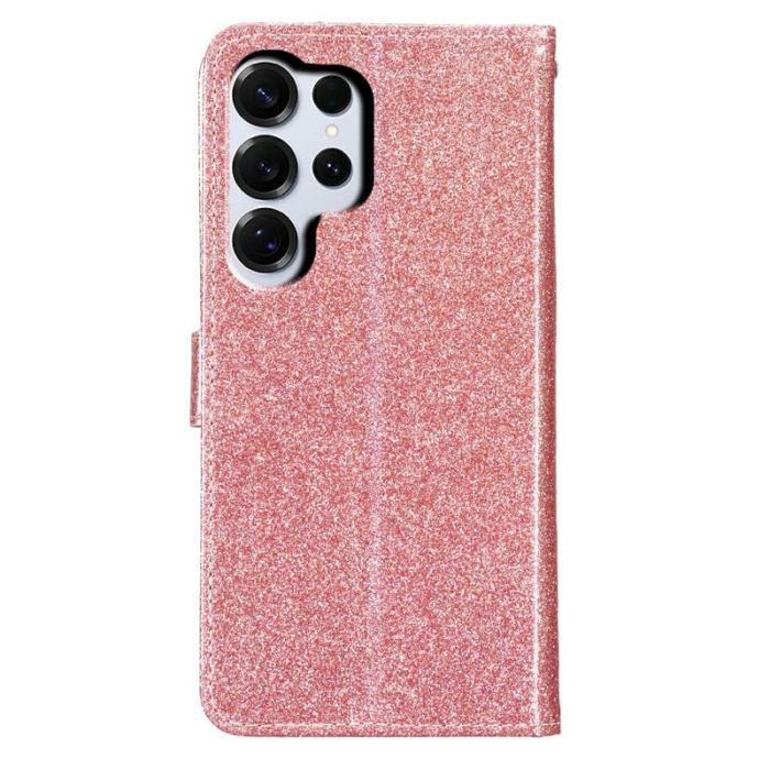 OEM - Samsung Galaxy S26 Ultra Fodral Glitter Anti-Scratch Äkta Läder - Roséguld