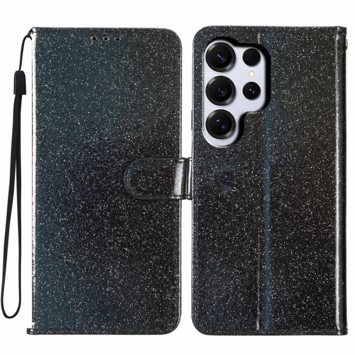OEM - Samsung Galaxy S26 Ultra Fodral Glitter Anti-Scratch Äkta Läder - Svart