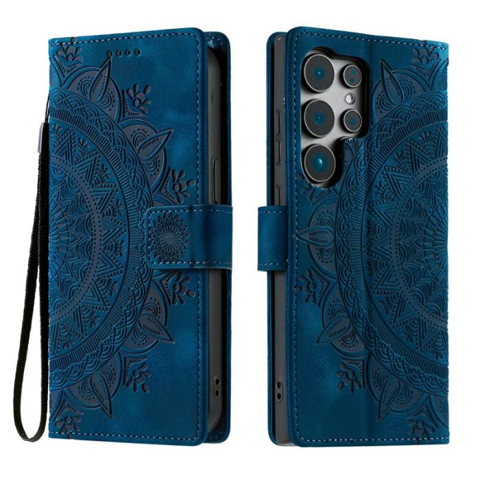 OEM - Samsung Galaxy S26 Ultra Fodral Impräntad Totem Konstläder - Blå