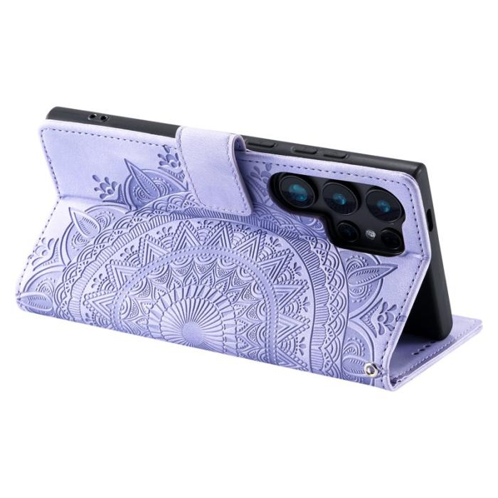 OEM - Samsung Galaxy S26 Ultra Fodral Impräntat Totem Konstläder - Lila