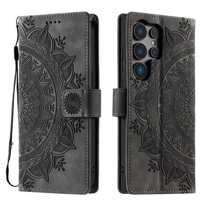 OEM - Samsung Galaxy S26 Ultra Fodral Imprinted Totem Konstläder - Grå