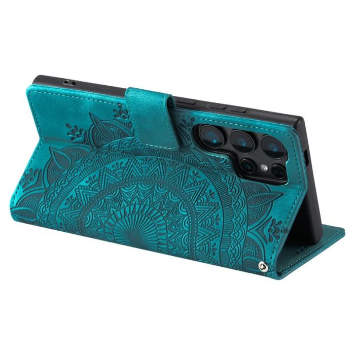 OEM - Samsung Galaxy S26 Ultra Fodral Imprinted Totem Konstläder - Mintgrön