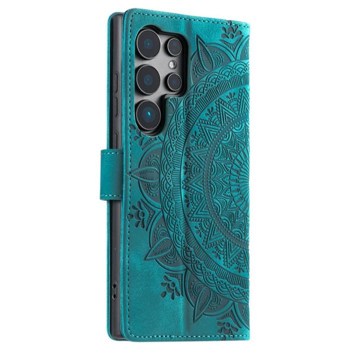 OEM - Samsung Galaxy S26 Ultra Fodral Imprinted Totem Konstläder - Mintgrön