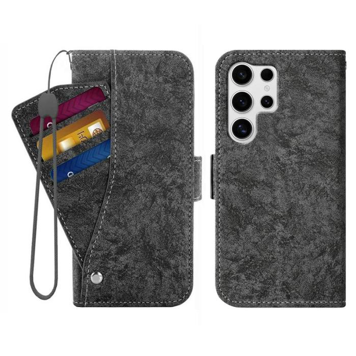 OEM - Samsung Galaxy S26 Ultra Plånboksfodral Konstläder Vattenfärg - Svart