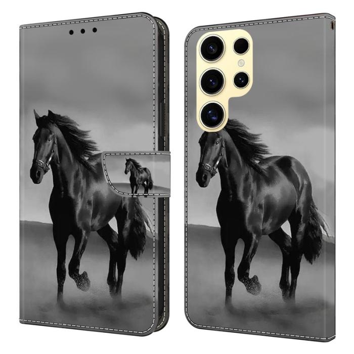 OEM - Samsung Galaxy S26 Ultra Fodral Magnetisk 3D Mönster Äkta Läder - Svart Häst