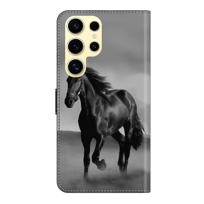 OEM - Samsung Galaxy S26 Ultra Fodral Magnetisk 3D Mönster Äkta Läder - Svart Häst