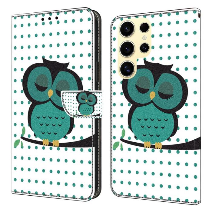 OEM - Samsung Galaxy S26 Ultra Fodral Magnetisk Äkta Läder - Sleeping Owl