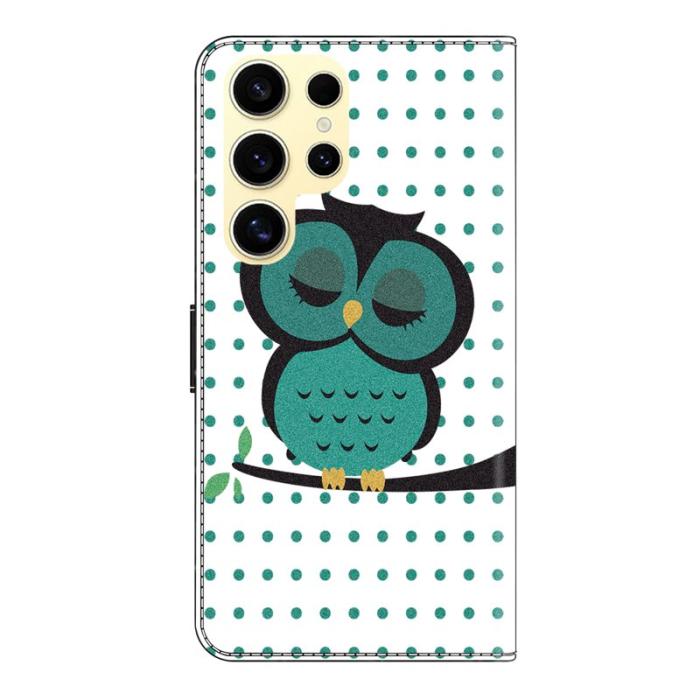 OEM - Samsung Galaxy S26 Ultra Fodral Magnetisk Äkta Läder - Sleeping Owl