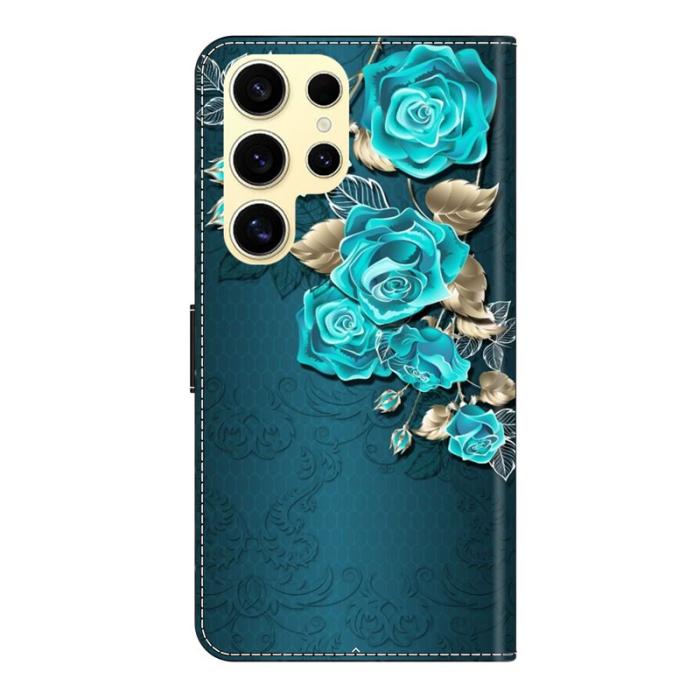 OEM - Samsung Galaxy S26 Ultra Fodral Magnetisk Lås 3D Mönster Äkta Läder - Blå Ros