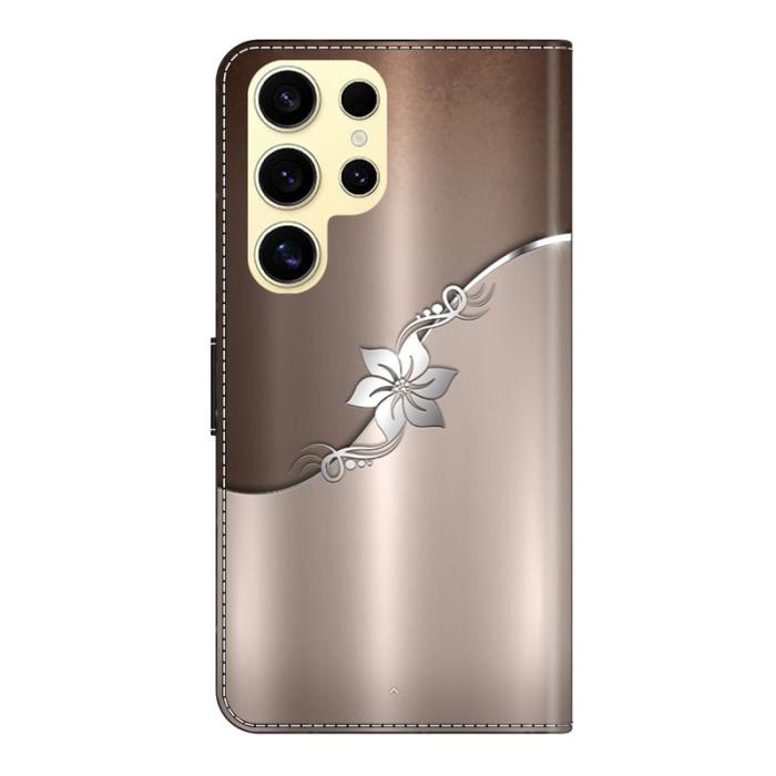 OEM - Samsung Galaxy S26 Ultra Fodral Magnetisk Lås 3D Mönster Äkta Läder - Silver